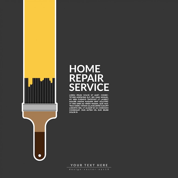 Paint roller paint yellow color over house logo