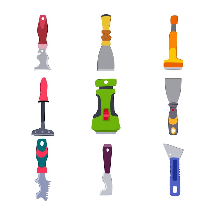 Vector paint scraper set cartoon vector illustration