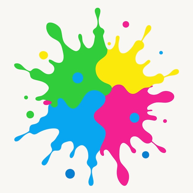 Paint spatter in yellow green blue and pink