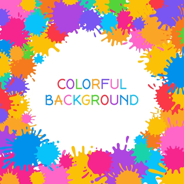 Paint splash colorful frame background Holi festive banner splatter stain splat drop border vector