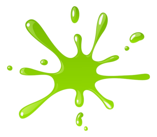 Paint splash green mucus blob slime stain isolated on white background