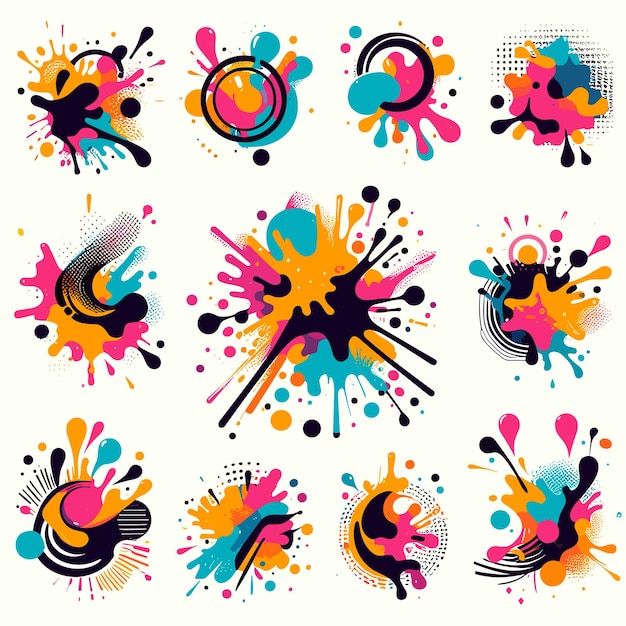 paint splash and spots abstract ink splatters collection