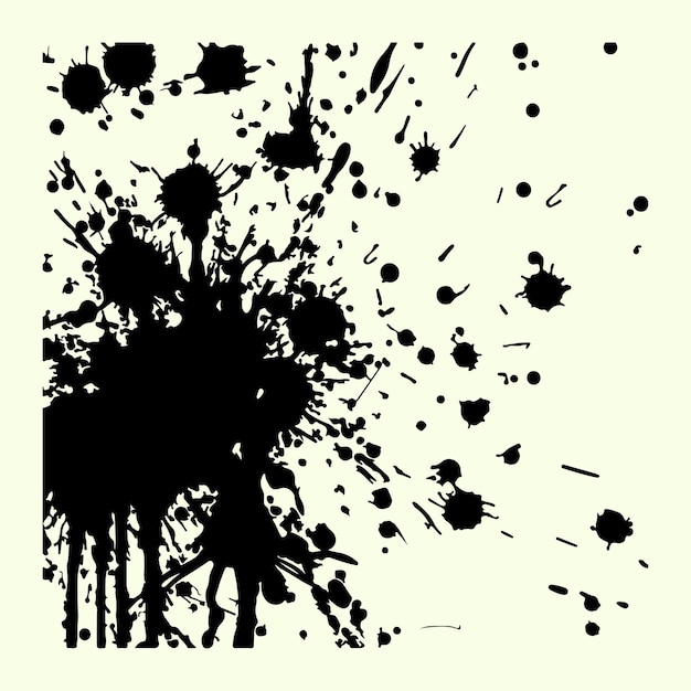 Paint splashes black silhouette Ink splatter style and vector illustration