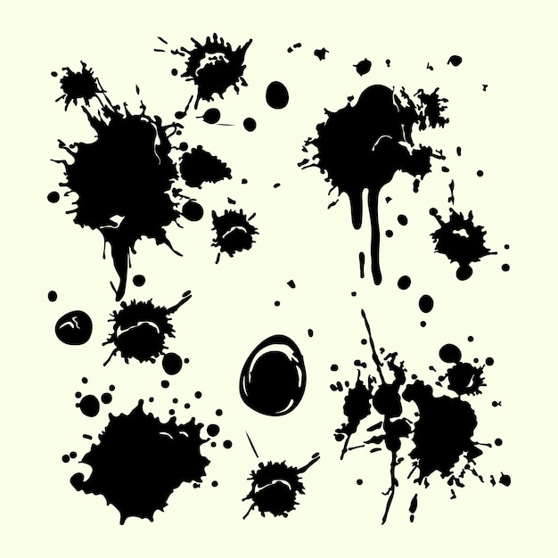 Paint splashes black silhouette Ink splatter style and vector illustration