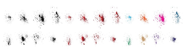 ペイント スプラッター ブラッシュ ストローク シームレス オレンジ 紫 赤 麦 黒 緑 色 血液 ベクトル セット