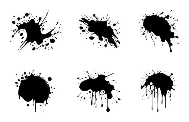 paint splatter vector silhouette set abstract ink drops and splashes vector bundle drips black ink
