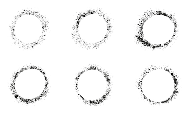 ペイント スプレー サークル スプラッタ インク汚れセット乱雑なグランジ フレームの粗い質感のブラシ ストローク コレクション
