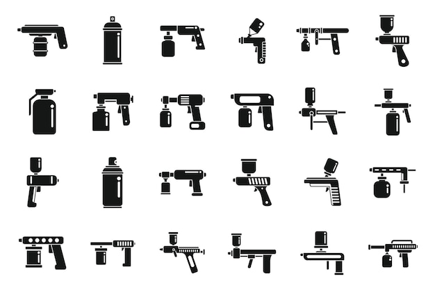 Paint sprayer icons set simple vector Wrap coating