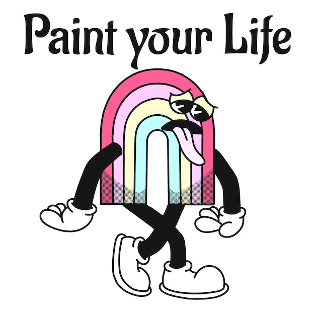 Paint your Life With Rainbow Groovy Character design