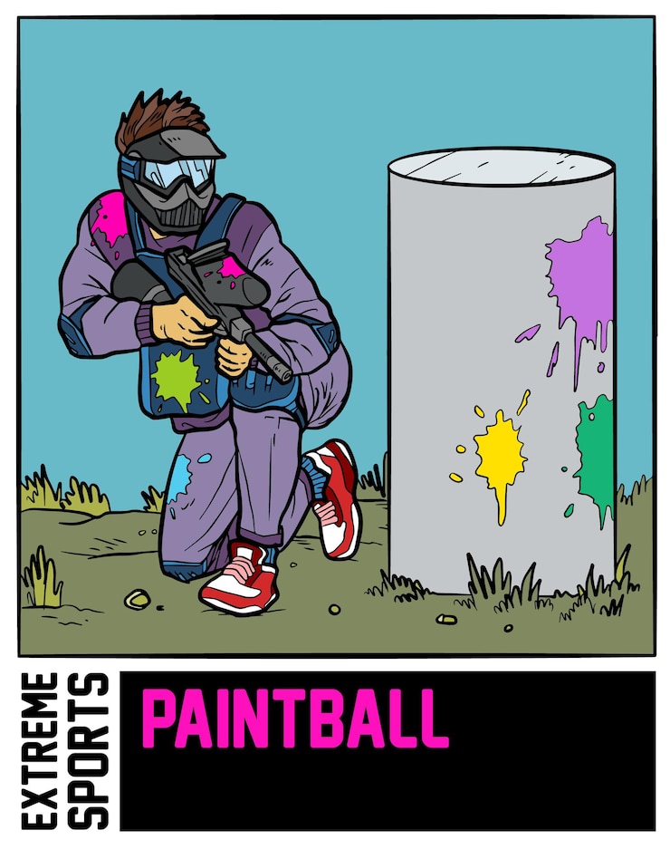 Vector paintball extreme sports illustration with background