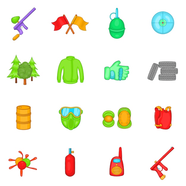 Paintball icons set