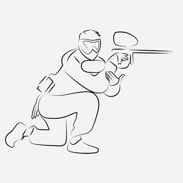 Paintball Player line art