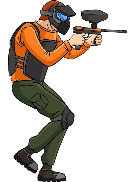 Paintballer Cartoon Colored Clipart Illustration