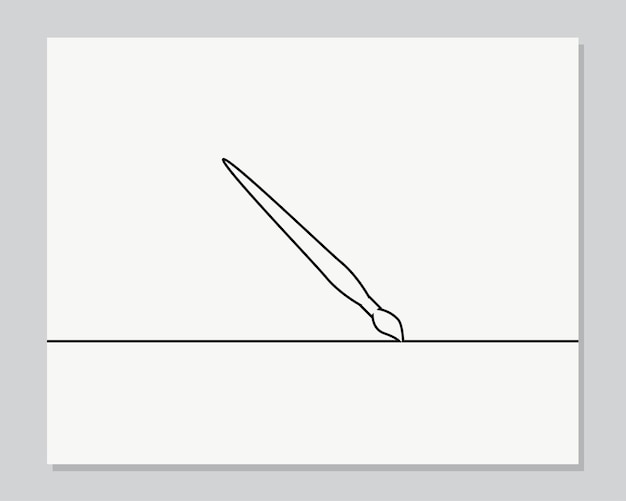 Paintbrush continuous one line illustration