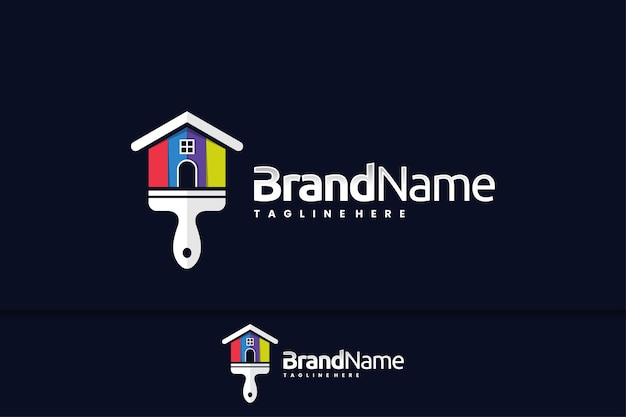 Vector paintbrush logo with house concept