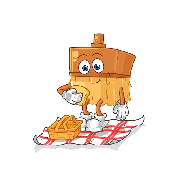 Paintbrush on a picnic cartoon cartoon mascot vector