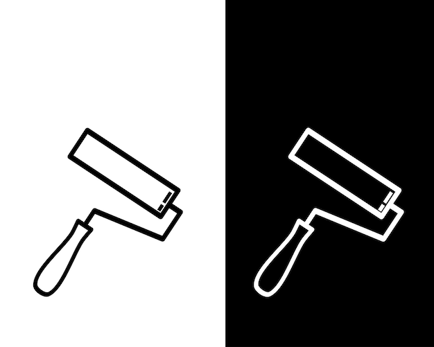 Paintbrush roller icon flat style illustration