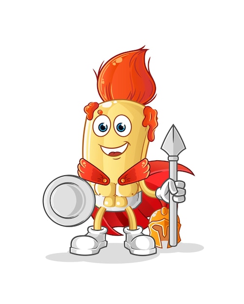 The paintbrush spartan character. cartoon mascot 