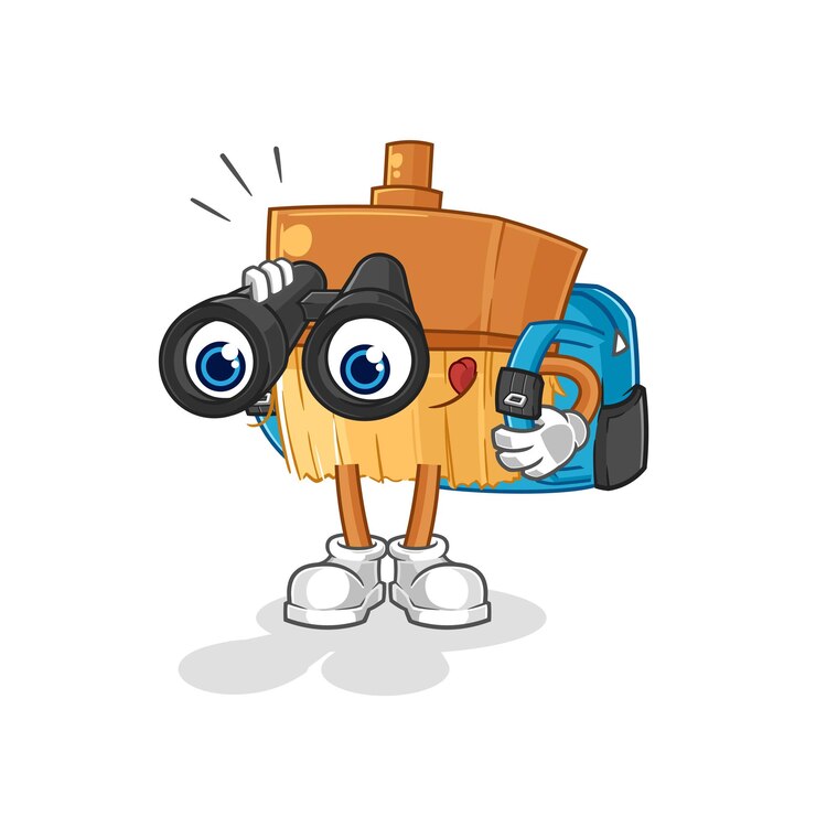 Vector paintbrush with binoculars character cartoon mascot vector