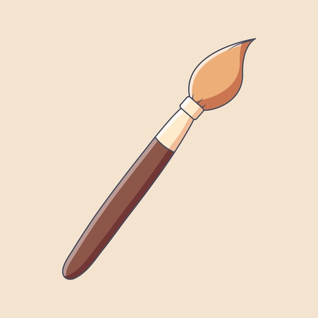 Vector paintbrush with classic soft bristles vector flat illustration