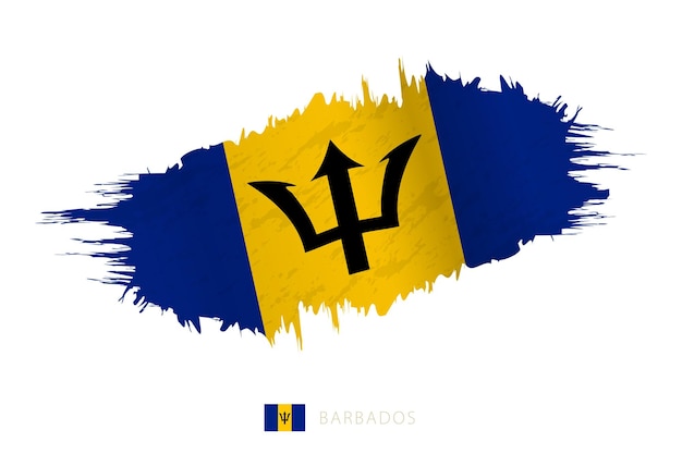 Painted brushstroke flag of Barbados with waving effect