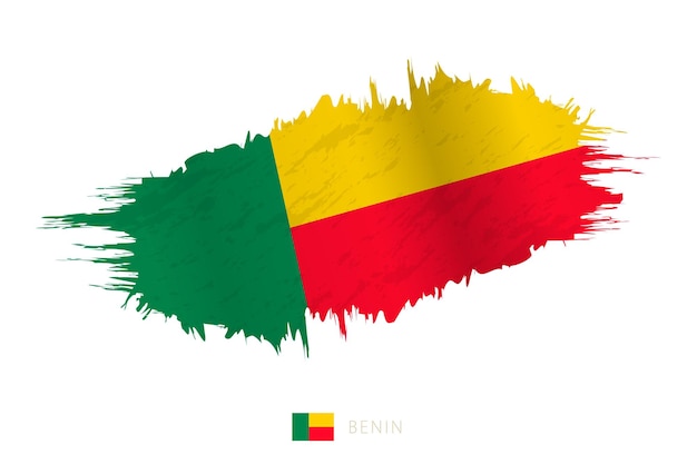 Painted brushstroke flag of Benin with waving effect