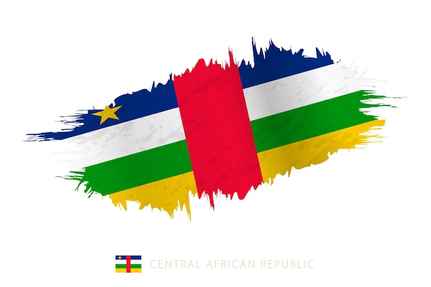 手を振る効果を持つ中央アフリカ共和国のペイントされたブラシストロークの旗