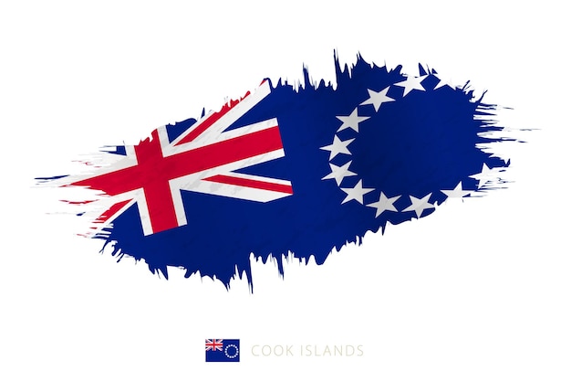 Vector painted brushstroke flag of cook islands with waving effect.