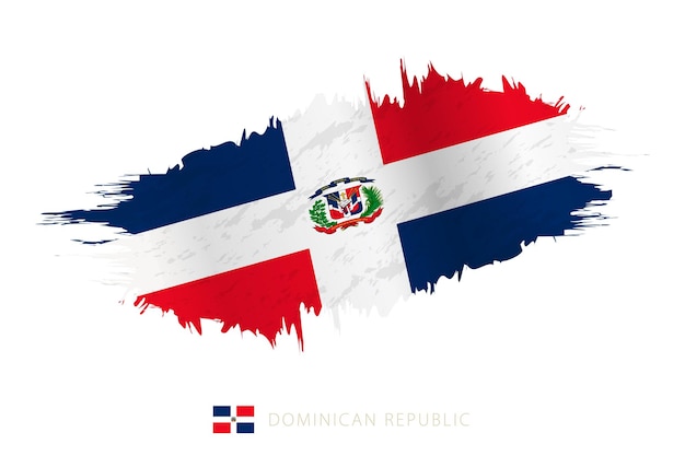 Painted brushstroke flag of Dominican Republic with waving effect