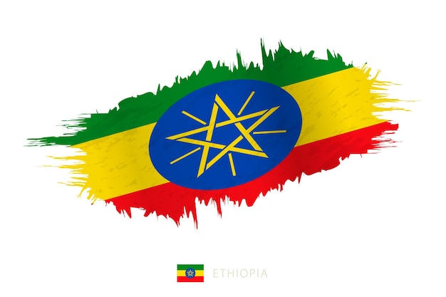 Painted brushstroke flag of Ethiopia with waving effect