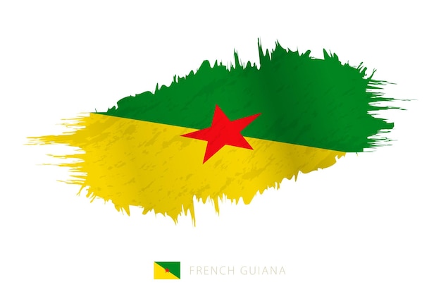 Painted brushstroke flag of French Guiana with waving effect