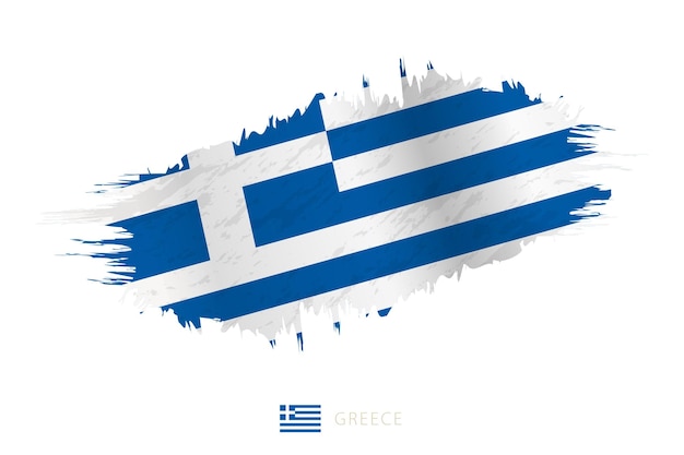 Painted brushstroke flag of Greece with waving effect