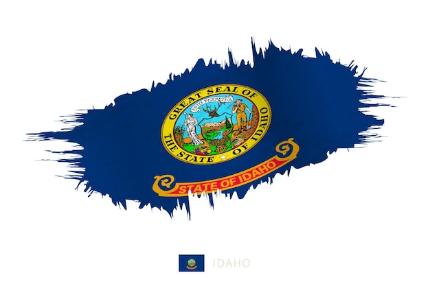 Painted brushstroke flag of Idaho with waving effect.
