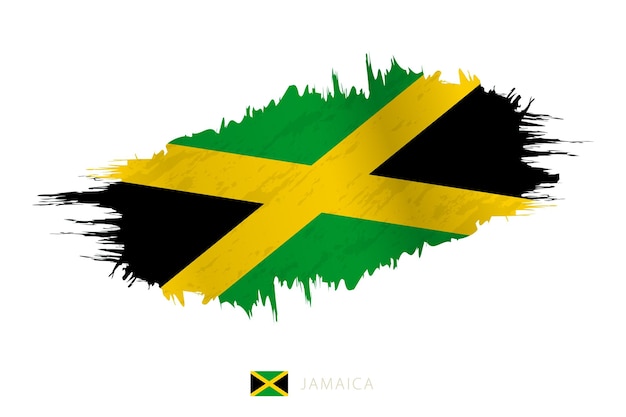 Painted brushstroke flag of Jamaica with waving effect