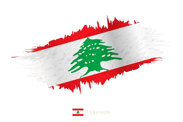 Painted brushstroke flag of Lebanon with waving effect