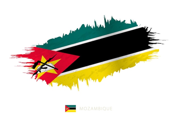 Painted brushstroke flag of Mozambique with waving effect