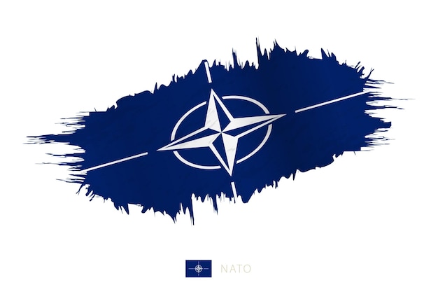 Painted brushstroke flag of Nato with waving effect.