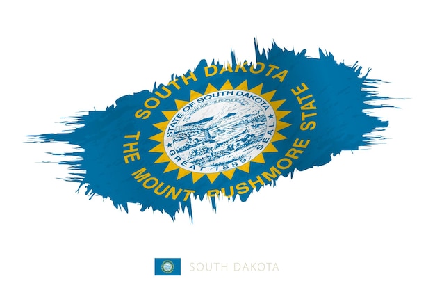 Painted brushstroke flag of South Dakota with waving effect.