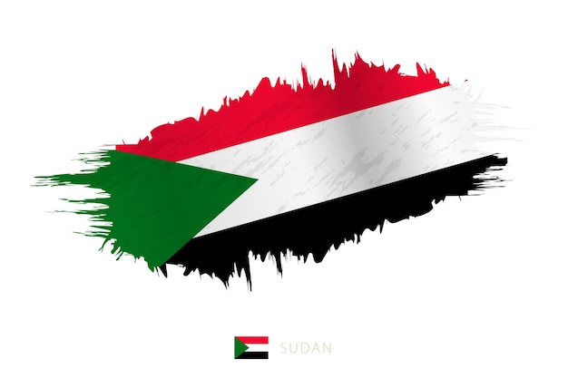 Painted brushstroke flag of Sudan with waving effect