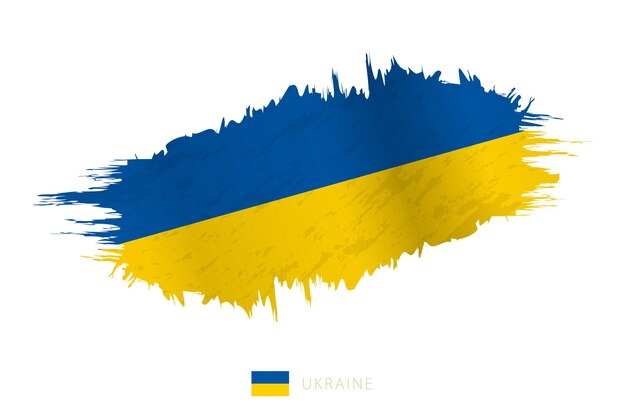 Painted brushstroke flag of Ukraine with waving effect