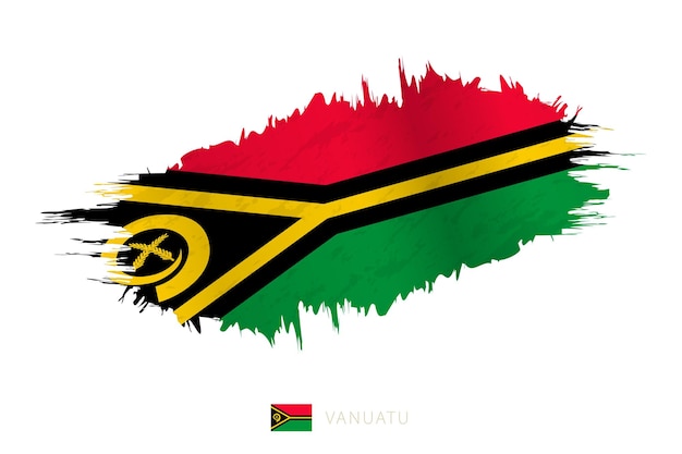 Painted brushstroke flag of Vanuatu with waving effect.