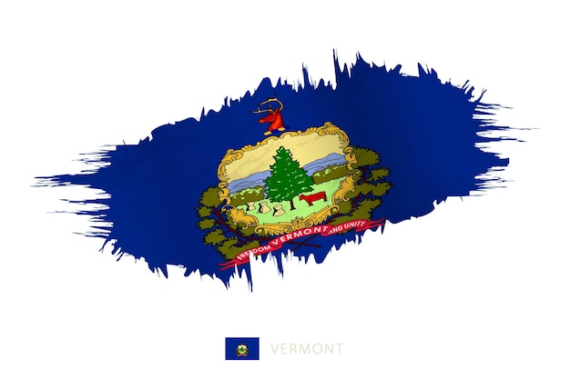 Painted brushstroke flag of Vermont with waving effect.