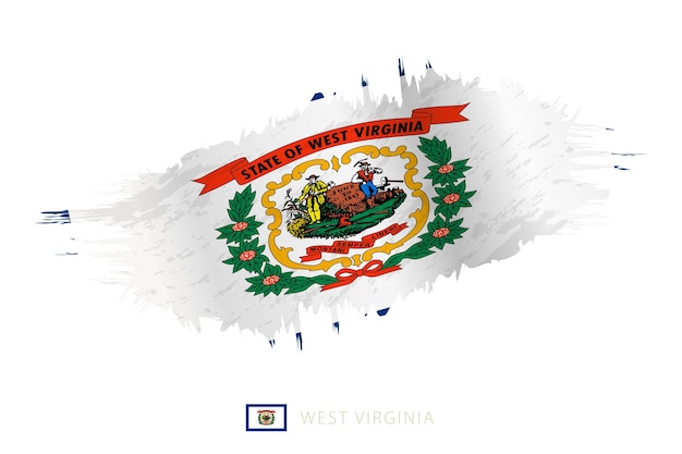 Painted brushstroke flag of West Virginia with waving effect.