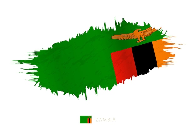 手を振る効果を持つザンビアのペイントされたブラシストロークの旗