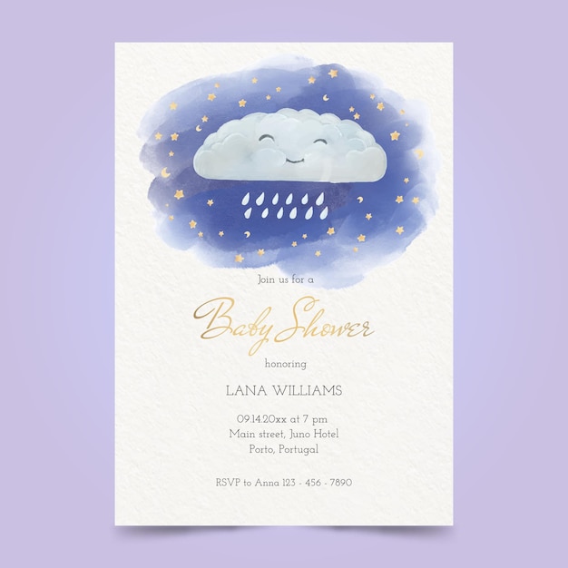 Vector painted chuva de amor baby shower card