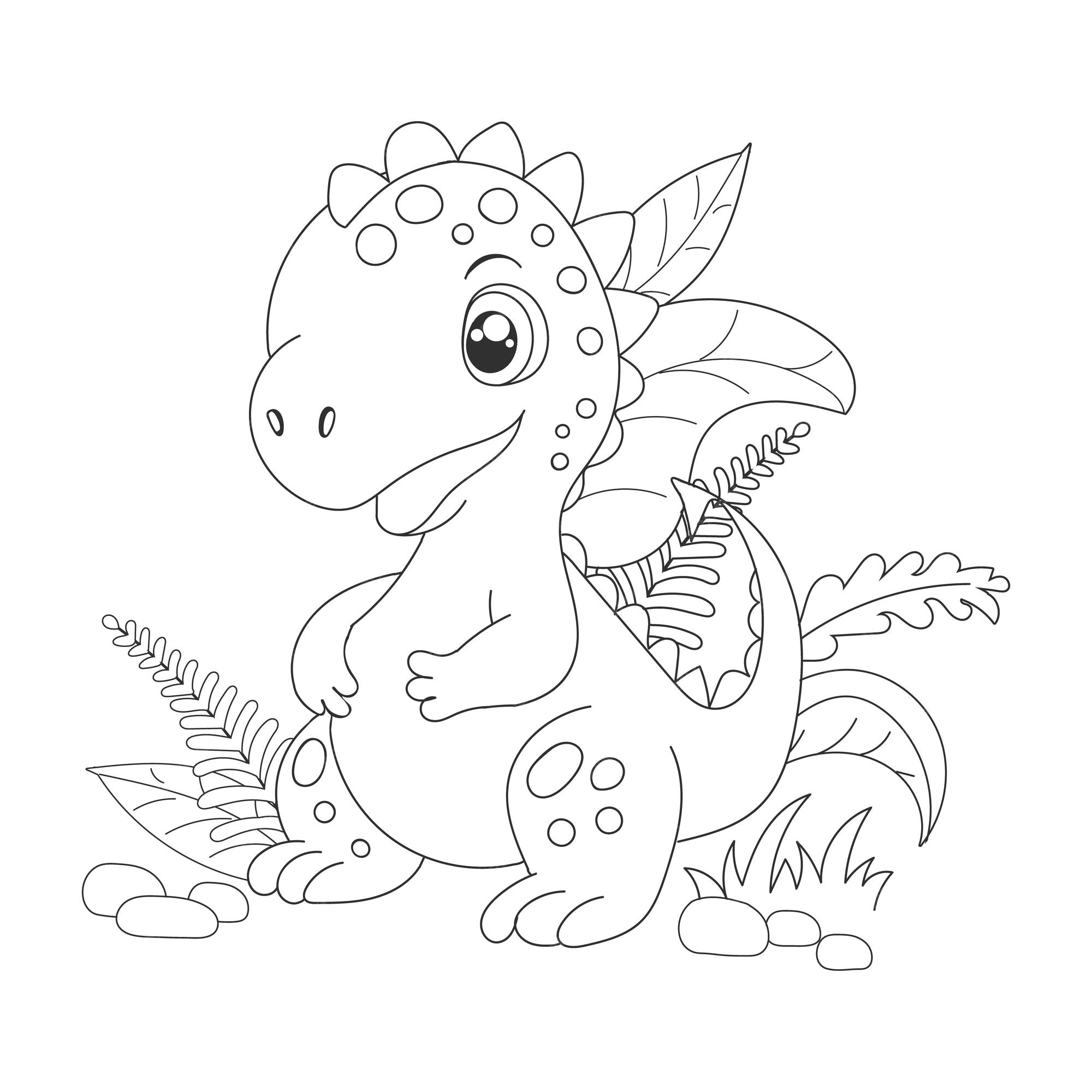 Premium Vector | Painted cute baby dinosaur dino clipart for coloring book