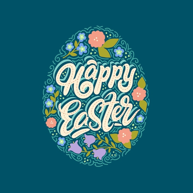 Vector painted easter egg in flat style for print and design vector illustration