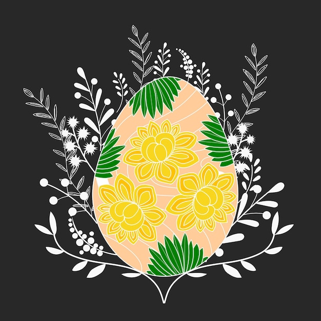 Крашеное яйцо с цветами