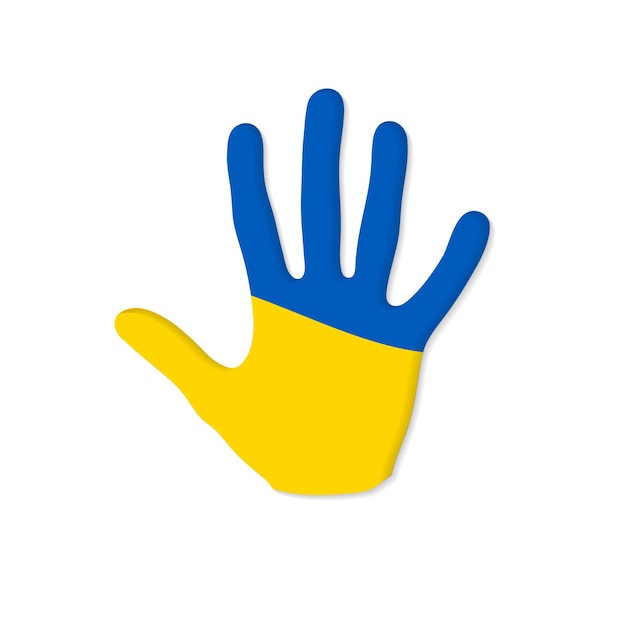 Vector painted human hand ukraine flag