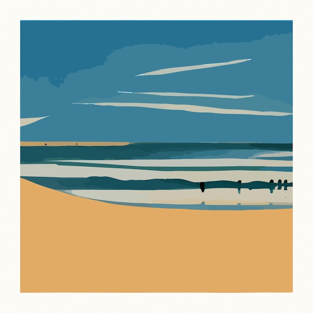 Vector painted minimalist modern beach